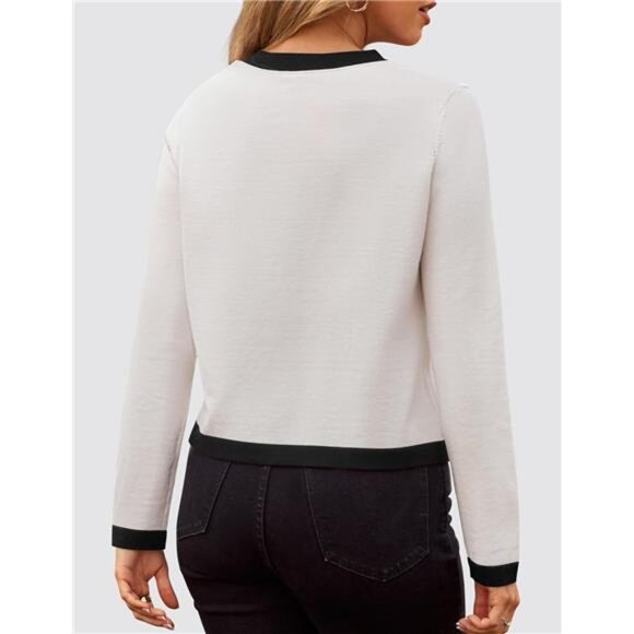 Women's Fall Long Sleeve Crewneck Knit Sweater - Picture 5 of 7